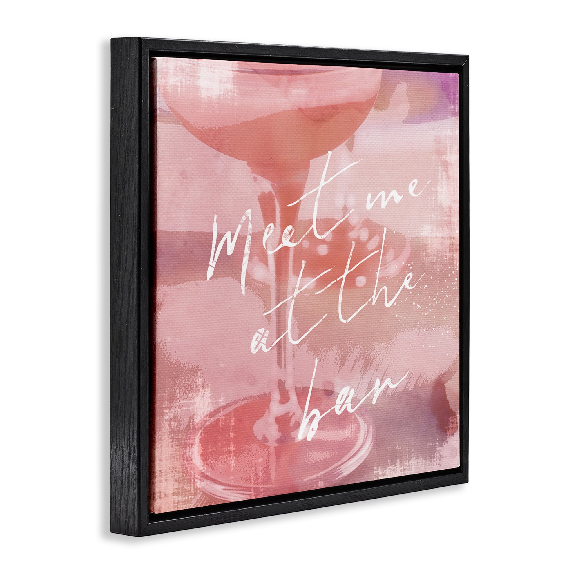 Stupell Industries Meet Me at Bar Martini Food & Beverage Painting Black Floater Framed Canvas Art Print Wall Art, 25 x 25