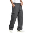 thumbnail image 4 of Dresfit Cargo Sweatpants Mens Baggy Drawstring Sweatpant Winter Fall Lightweight Lounge Loose Fit Carpenter Pants Wide Leg Elastic Waist Travel Work Pants 2XL, 4 of 8