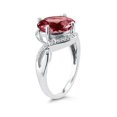 thumbnail image 2 of SZUL Women's Oval Shaped  Garnet  and Diamond Curve Ring in 10K White Gold, 2 of 3