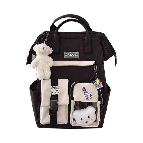 Para Mujer Mochila Color en Mochila para La Escuela Mochila (Negro)