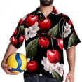 thumbnail image 4 of Cherry Men's Short Sleeve Spread Collar Button Down Beach Print Casual Shirts, 4 of 6