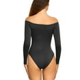 thumbnail image 6 of SHCKE Women One Piece Off Shoulder Long Sleeve Bodysuit Shapewear Tummy Control Body suit Seamless Tops Bodysuit for Women, 6 of 8