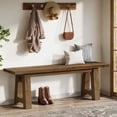 thumbnail image 6 of Finmind 55-inch Solid Wood Entryway Bench, Farmhouse Long Shoe Bench for Entryway, Hallway, Dark Brown, 6 of 8