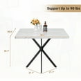 thumbnail image 6 of 38.6" Square Dining Table for 4, Kitchen Table with Marble-Color Tabletop, Paproos Dining Room Table, Dinner Table with Metal Legs for Kitchen, Dining Living Room, White(Only Table), 6 of 6