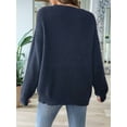 thumbnail image 2 of Womens Long Sleeve - Knit Pullover Tops Contrast Color Stitching V-Neck Pullover Sweater Hidden Blue S, 2 of 7