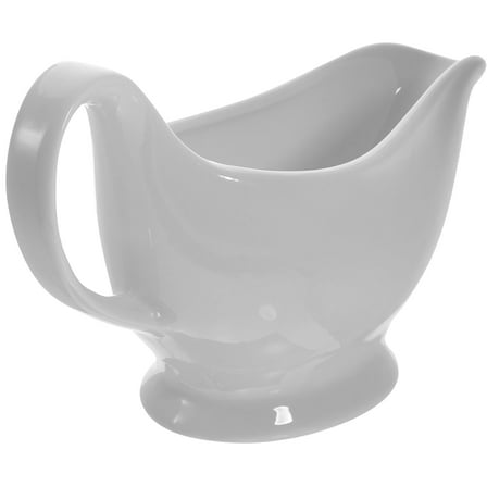 PartyKindom Ceramic Gravy Boat White Sturdy Container for Sauce and Condiments
