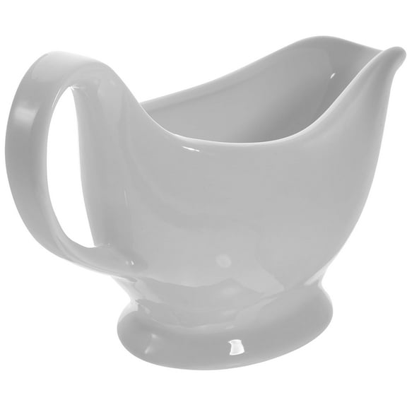PartyKindom Ceramic Gravy Boat White Sturdy Container for Sauce and Condiments
