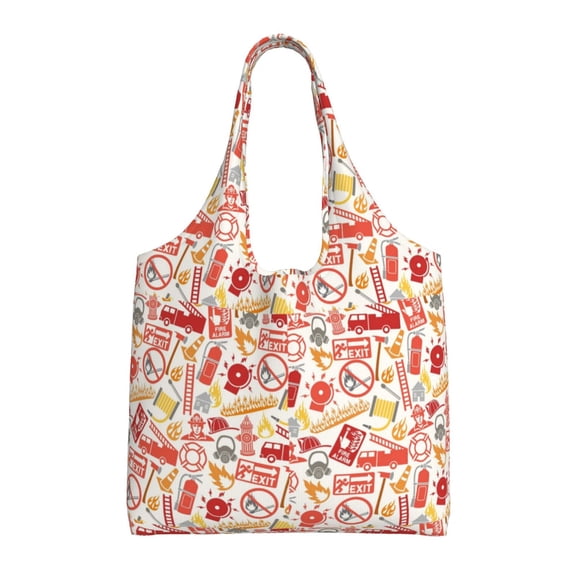 Vsdgher Firefighter Icons Print canvas Tote Bag, Lightweight Cloth Bags, Suitable for shopping, groceries, travel