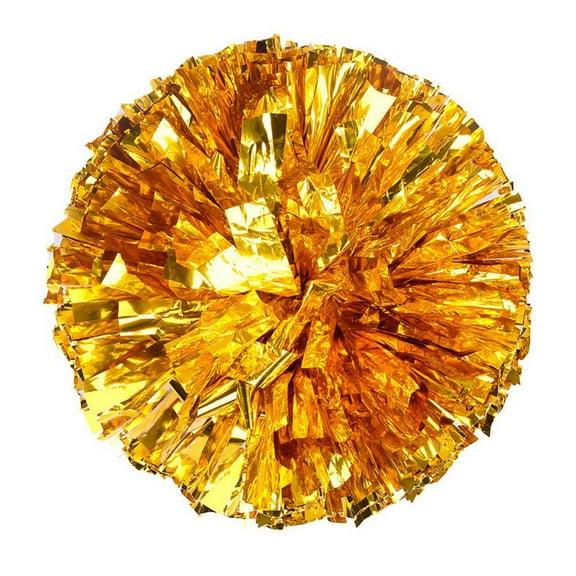 2 Pack Cheer Pom Poms Metallic with Plastic Handle for Team Spirit Cheering Dance Sports Kids Adults, 11.8 x 12.6 Inch