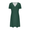 thumbnail image 3 of Eyelets Dresses for Women Summer Scallop V Neck Short Sleeve A Line Casual Knee Lenght Dress, 3 of 5
