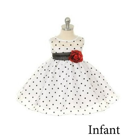 Flower Sash (Efavormart Polka Dot Organza Overlay Girls Dress with an Organza Sash Birthday Girl Dress Junior Flower Girl Wedding Party)