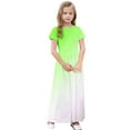 thumbnail image 6 of ATOGUTA Girls Summer Dresses Short Sleeve Stretchy A-Line Sundress Casual Gradient Long Dresses Green, Size 4-14 Years, 6 of 6