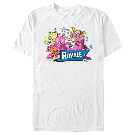 Men's Fortnite Cuddle Team Leader Doodles Graphic Tee White Small