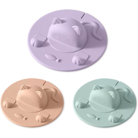 Silicone Tea Bag Holder Mug Topper, Cat Designed Cup Cover with Teabag String Clip Lid for Coffee Milk Beverage Cups