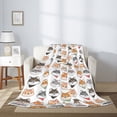 thumbnail image 3 of ZNDUO Shiba Dog Cartoon Doodle Pattern Pattern Thickening Blanket, Fluffy Soft Cozy Flannel Throw Blankets, 60"x50" Inches, 3 of 8