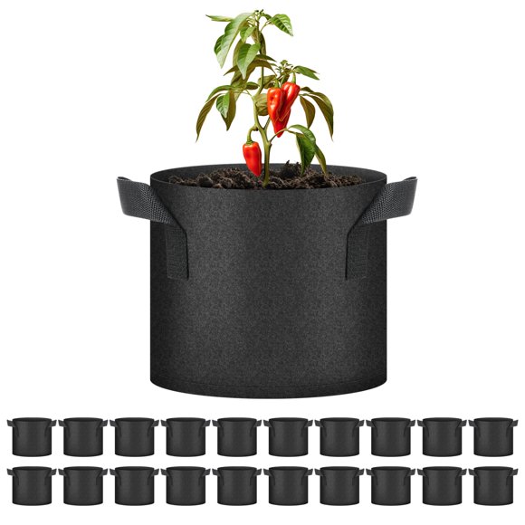 Bolsas para cultivo de plantas HealSmart de 11 litros, paquete de 20 con asas, tela negra