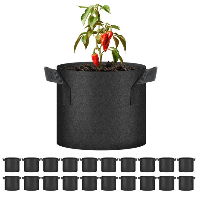 Bolsas para cultivo de plantas HealSmart de 11 litros, paquete de 20 con asas, tela negra