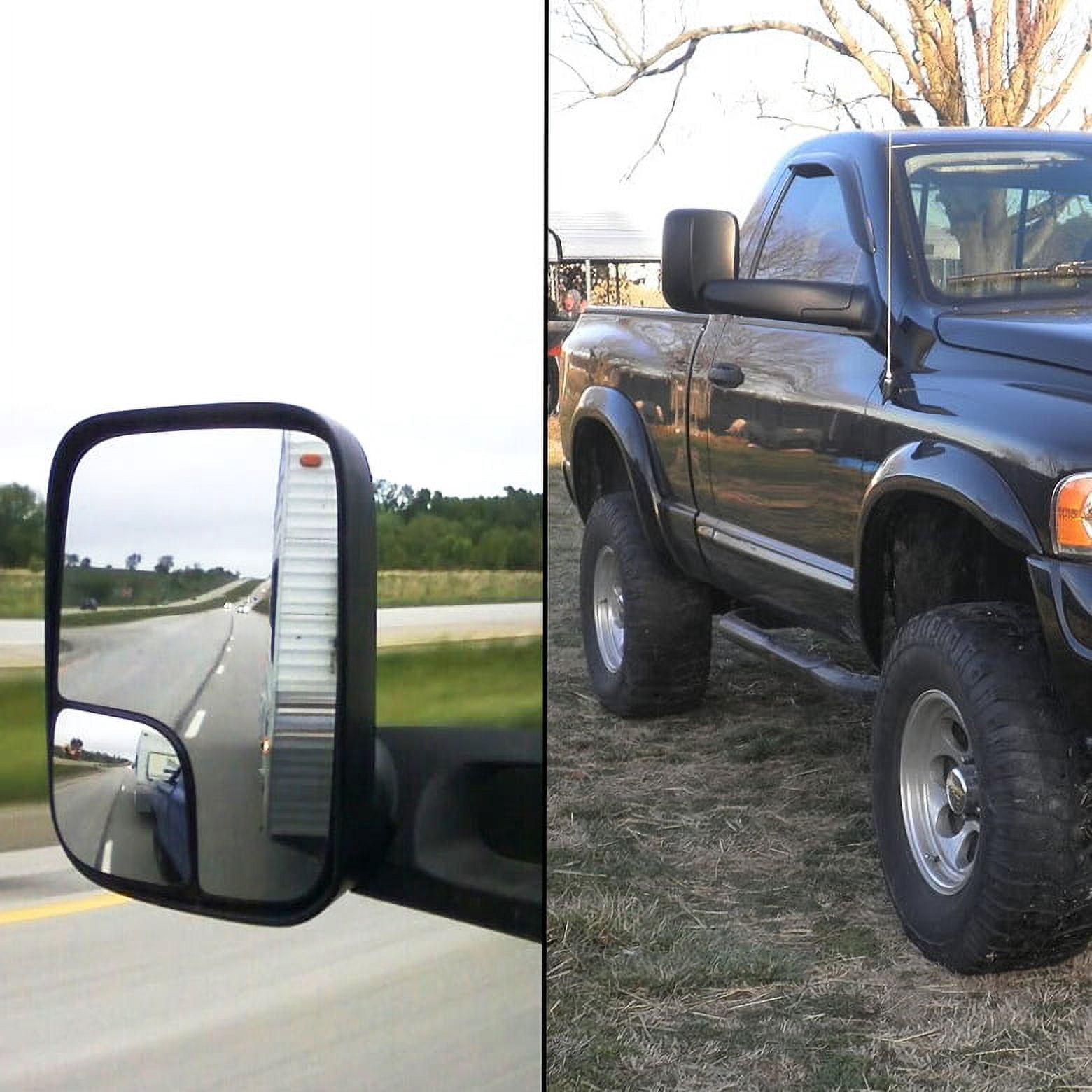 AKKON - For 02-08 Dodge Ram Extendable Towing Power Telescoping Wide Angle Side Mirrors Driver Left Side