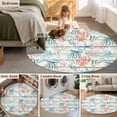 thumbnail image 5 of Round Rugs 8 Ft, Teal Red Jellyfish Coastal Non Slip Area Rugs for Kitchen Bedroom Entryway, Vintage Beach Coral Starfish Nautical Washable Carpet Runner Rug Floor Mats for Bedroom Home Decor, 5 of 8