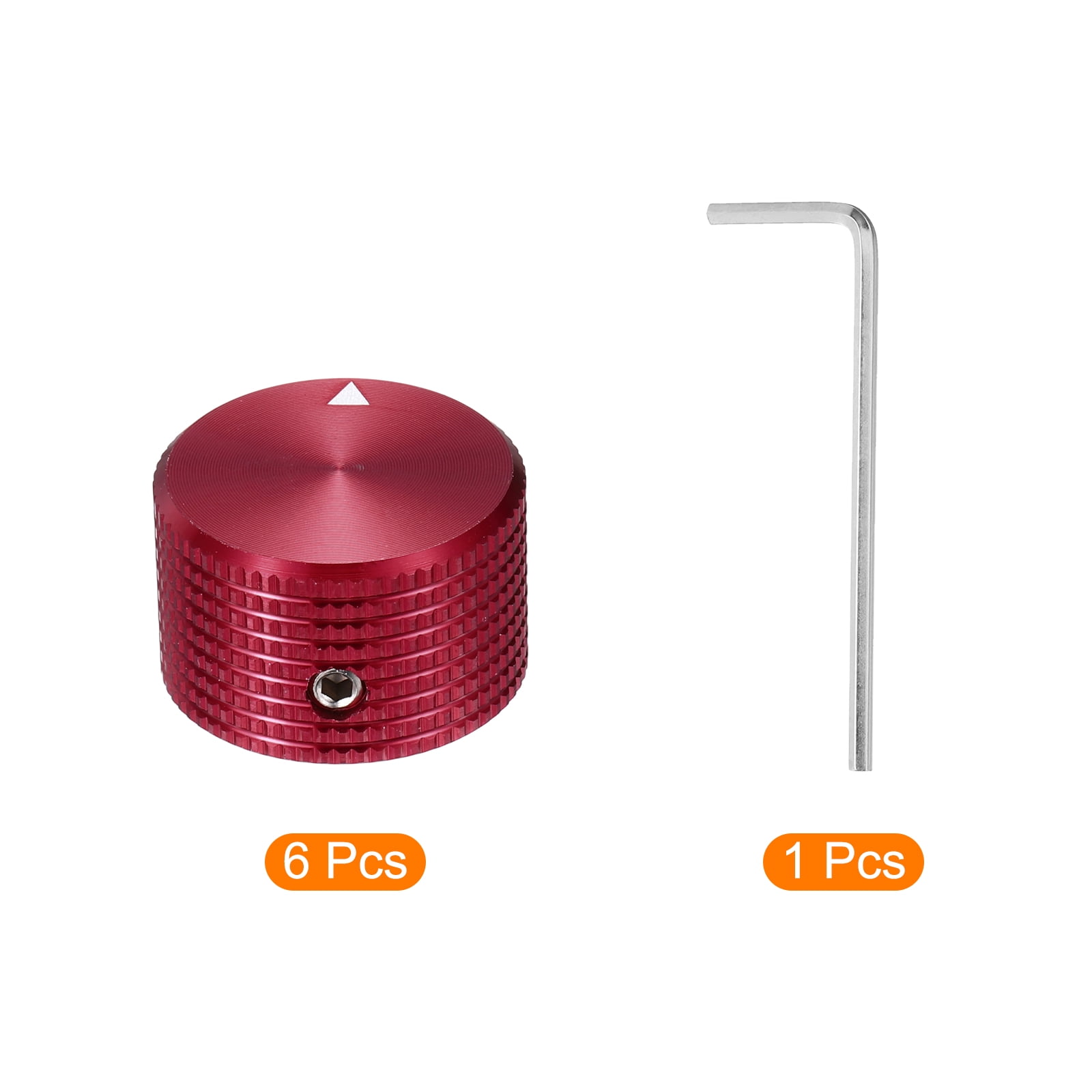 Uxcell 6 Pcs Aluminium Potentiometer Knobs, 1/4" (6mm) Universal Volume Tone Control Knobs for Guitar, Bass, Grid 5/8" Red