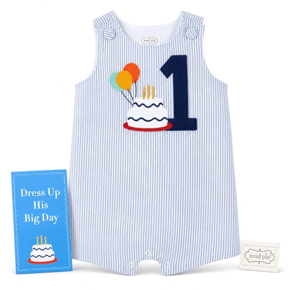 Conjunto Enterizo Mud Pie para Cumpleaños de Niño en Seersucker