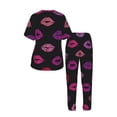 thumbnail image 4 of Womens Pajamas Set Short Sleeve Pants PJ Sets Loungewear Nightwear with Pockets, Lips Kiss, 4 of 6