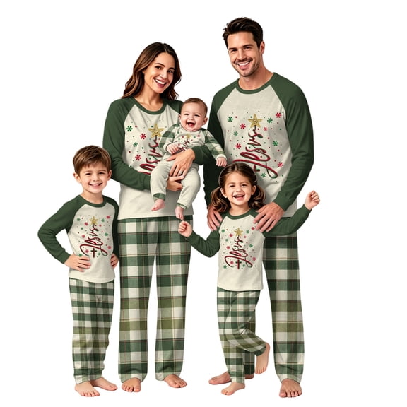 Lvotionpl 2026 Family Christmas Pajamas Matching Sets, Matching Family Christmas Pjs Long Sleeve Top & Pants Set Matching Holiday Family Pajama Xmas Sets