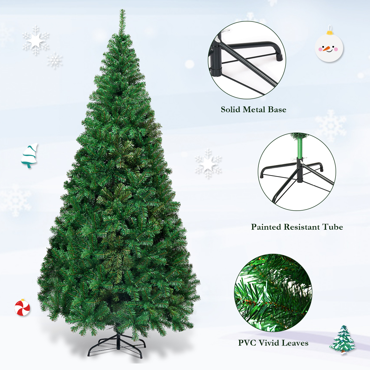 Costway 7Ft Artificial PVC Christmas Tree W/Stand Holiday Season Indoor Outdoor Green