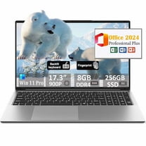17.3" Ultra-thin Laptop Business Laptop Computer Office 2024 Windows 11 Pro Conference camera 8GB RAM 256GB SSD Intel N5095 Backlit Keyboard Type-C Fingerprint BT 5.0