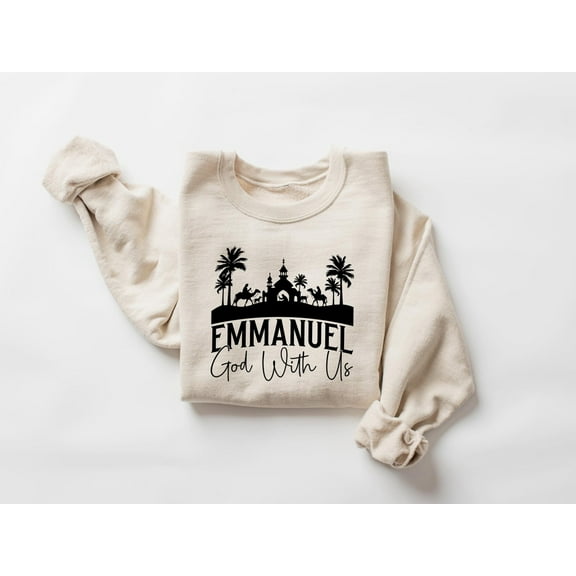 Emmanuel God With Us season Sweatshirt, Christian season Sweatshirt, Nativity Scene Sweater, season Jesus Nativity Shirt, Jesus Tee, F6061 All Size S-5Xl