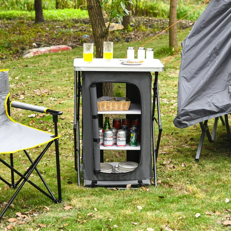Giantex Folding Camping Storage Cabinet, Portable Camping