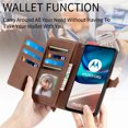 thumbnail image 4 of for Motorola Moto G42 Wallet Case, [Flower Embossed] Premium PU Leather Wallet Flip Protective Phone Case Cover with Card Slots and Stand with Wrist Strap for Motorola Moto G42,Brown, 4 of 7