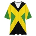 thumbnail image 4 of Jamaica Flag Womens Dress With Pockets Summer V Neck 3/4 Sleeve Dress Plus Size Loose Dress, 4 of 7