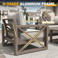 thumbnail image 4 of ELPOSUN Aluminum Outdoor Patio Furniture Set,8-Pieces Modern Metal Outdoor Furniture, Faux Wood Grain Finish Frame Patio Conversation Sofa Sets with 6"Thick Cushion for Porch,Backyard,Deck,Beige, 4 of 7