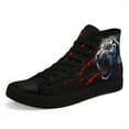 thumbnail image 4 of Coolcustomize Men's Plus Size Gothic High-top Sneakers with Tiger Print - Punk Style Lace-Up Trainers, Casual Streetwear Shoes, Black with Red Accents, Edgy Casual Boots | Bold Graphic Shoes, 4 of 10