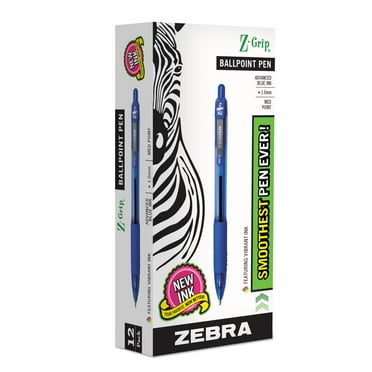 Z-Grip Ballpoint Pen, Retractable, Medium 1 Mm, Blue Ink, Clear Barrel, Dozen
