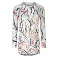 thumbnail image 3 of Long Sleeve Shirts for Women Dressy Casual Crew Neck Hem Flowy Tops Color Block Geometry Printed Oversized Loose Tunic Shirts Graphic Tees for Spring Fall #B06-Orange S, 3 of 4