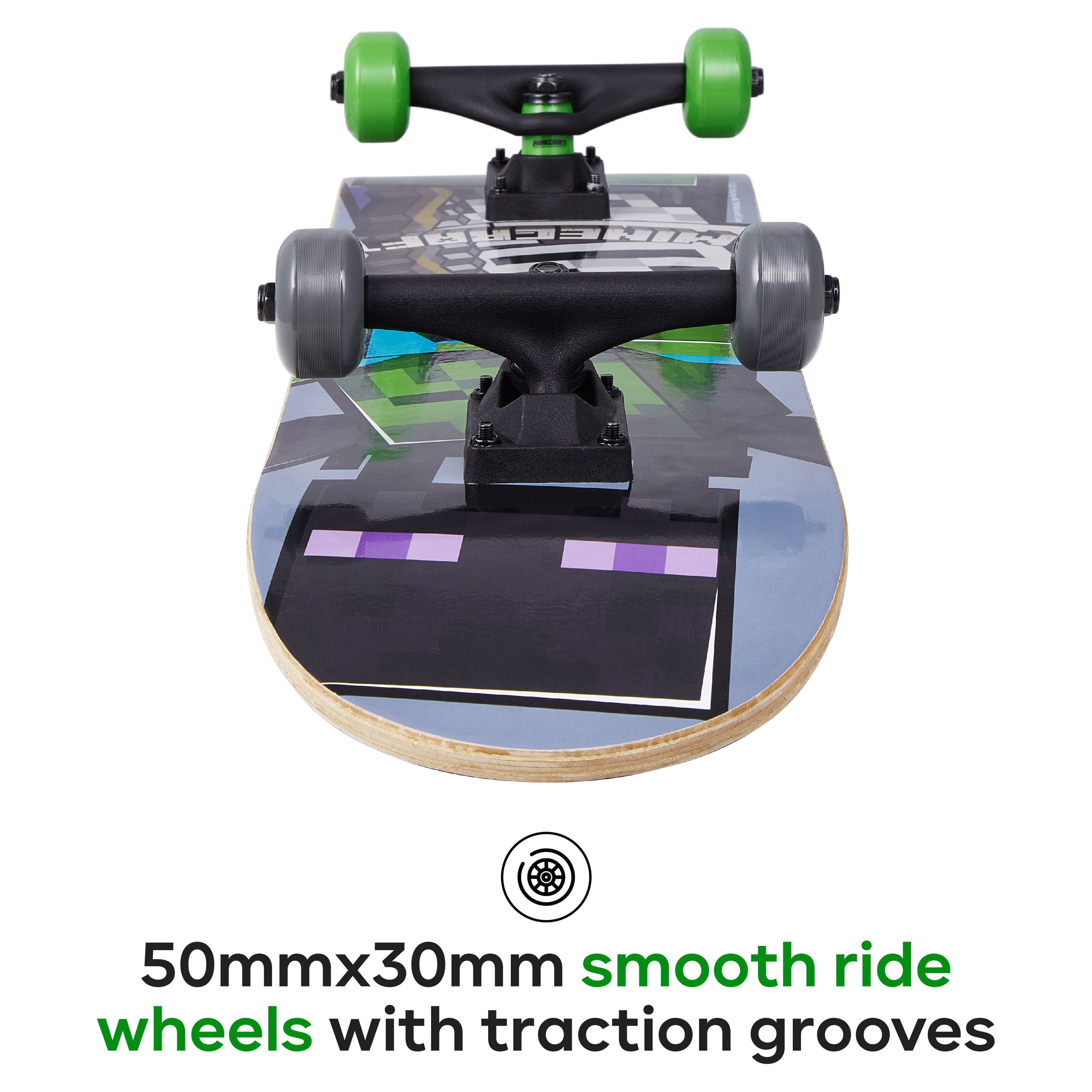 Minecraft Green Creeper 31" x 7.5" Popsicle Complete Standard Skateboard, 50mm Wheels