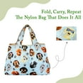 thumbnail image 4 of Wrapables Large Foldable Tote Nylon Reusable Grocery Bags, Stylish Doggies, 4 of 7