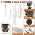 thumbnail image 3 of FIASON 2 Pack Bronze 10 Inch Round Hanging Planters with Visible Water Level, Drainage Holes, Removable Tray,Self-Watering Hanging Planters for Indoor Outdoor, 3 of 10