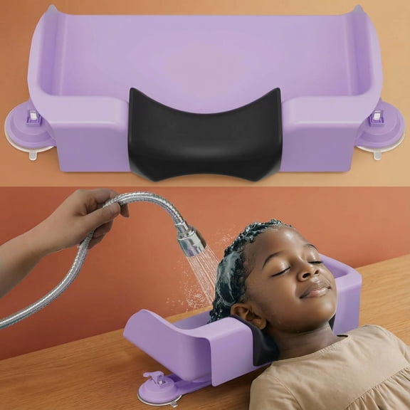 Norcho Hair Washing Station for Kids, Portable Neck Support Shampoo Bowl for Kitchen Sink or Bathtub, Hair Wash Basin for Toddlers, Children, and Teens, Purple
