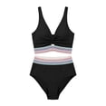 thumbnail image 4 of Two Piece Swimsuits High Waist Bikini Tied Side Tankini With Push Up Padding/Black/L, 4 of 5
