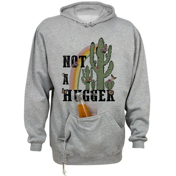 Not a Hugger Beer Holder Tailgate Hoodie Sweatshirt Unisex Large Oxford