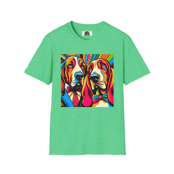 Mr and Mrs Basset Hounds PopArt8 Unisex Softstyle T-Shirt