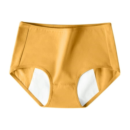 

Efsteb Briefs for Women Comfortable Breathable Briefs Seamless Mid-waist Breathable Physiological Underwear Yellow