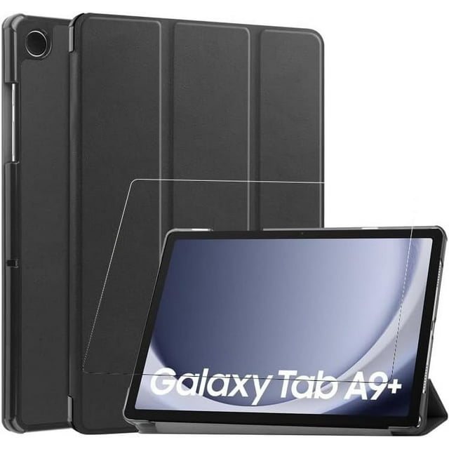 KOMI Case for Samsung Galaxy Tab A9+/A9 Plus 11" (SM-X210/X216/X218) with Tempered Glass Screen Protector, Tri-Fold Stand, Multi-Angle Viewing Auto Wake/Sleep