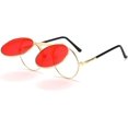 thumbnail image 4 of Vintage Steampunk Flip gafas de sol hombres Retro redondo Metal gafas de sol para dama círculo sombras gafas UV400, 4 of 5