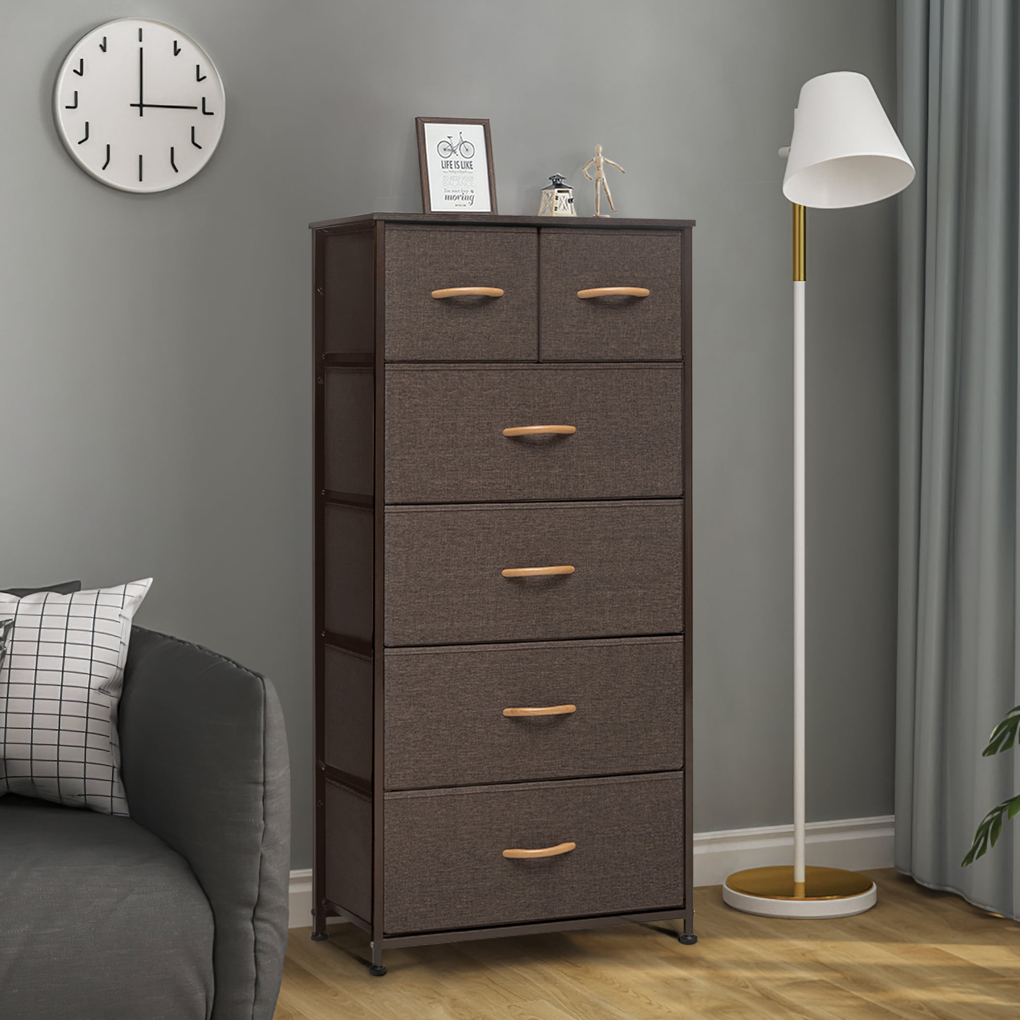 Pellebant Brown Indoor 6drawer Chest Vertical Dresser Storage Tower
