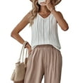 thumbnail image 3 of Linen Tank Tops for Women Summer Casual Loose V Neck Sleeveless Shirts Blouses Tunic Tops White M, 3 of 9