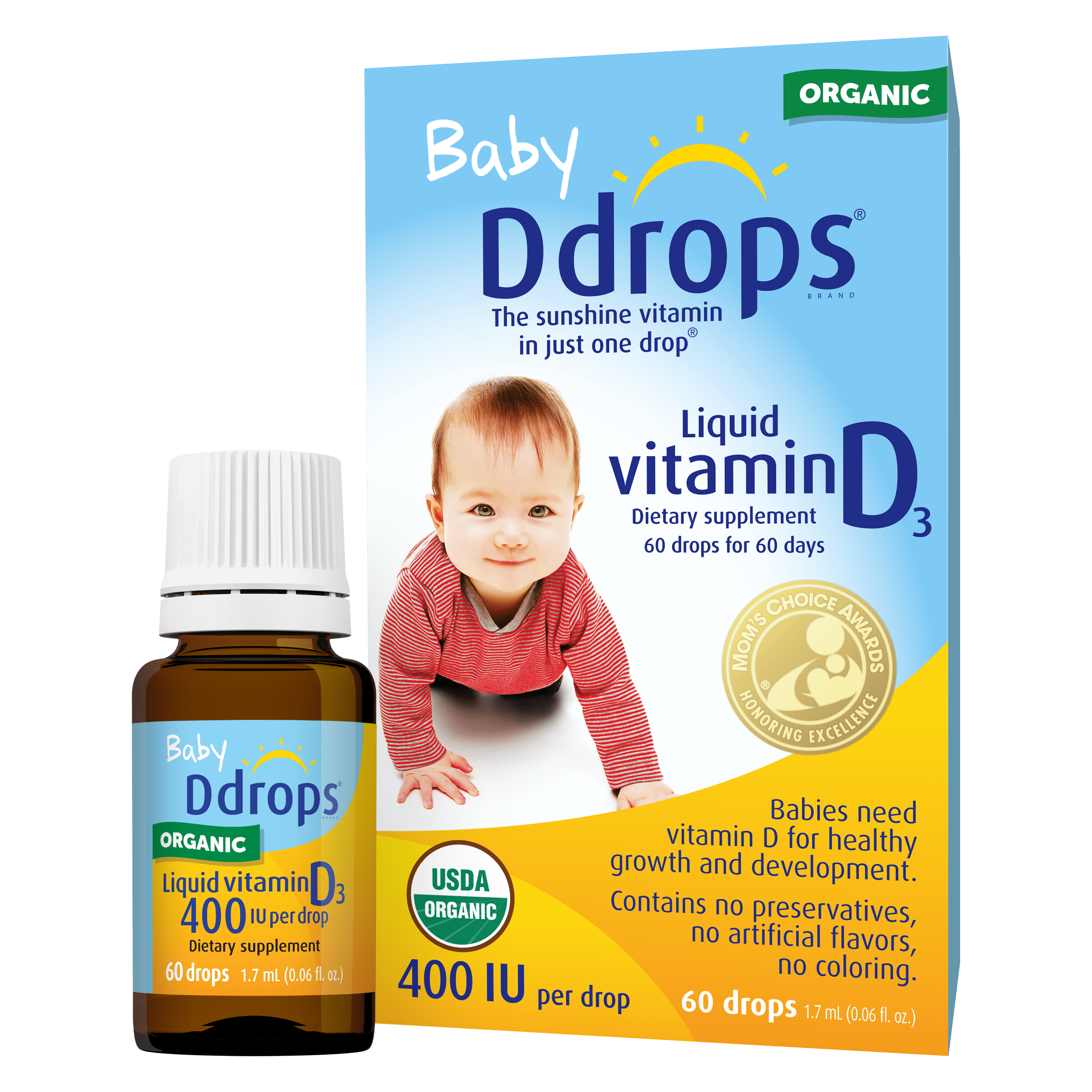 Baby Ddrops Liquid Vitamin D3 Drops, 400 IU Per Drop, 0.08 fl oz -  Walmart.com